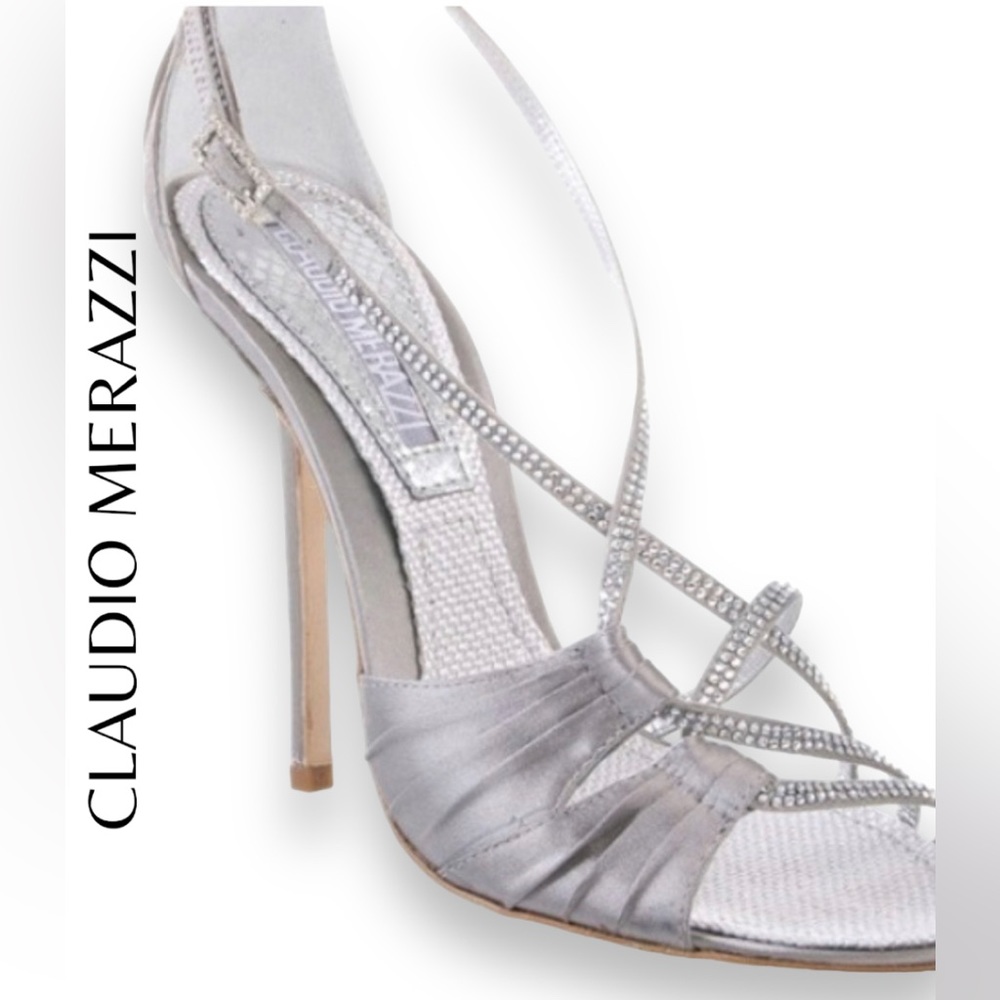 Claudio MERAZZI Silver Heels With Rhinestones
